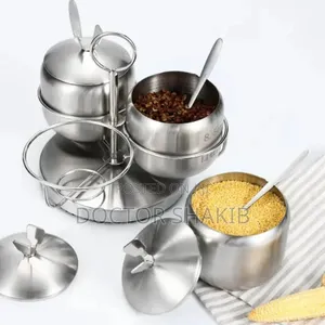 3pcs Rotatable Stainless Steel Spice Storage Containers
