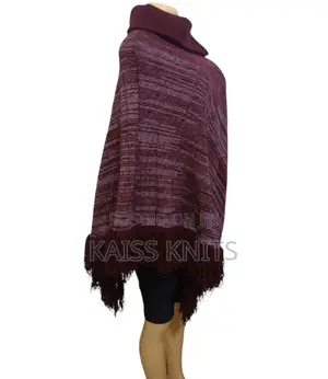 Maroon Women's Knitted Poncho