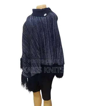 Navy Blue Women's Shawl Poncho