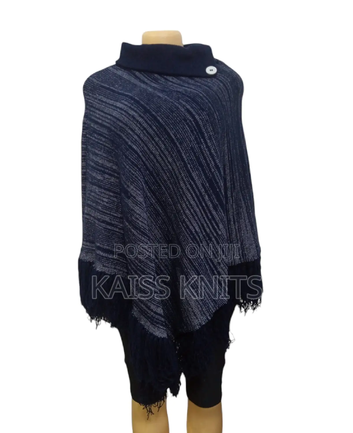 Navy Blue Women's Shawl Poncho