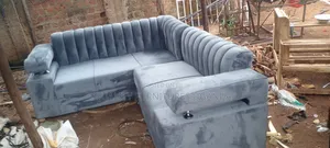 5 Sitter Gray L Sofa Set Readily Available