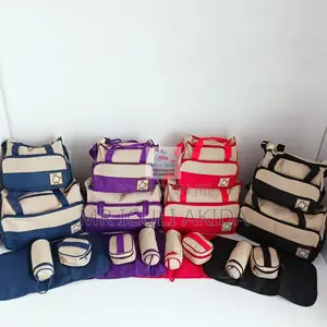 Bear Print Cute 5 in 1 Diaper Bag Set With Changing Mat