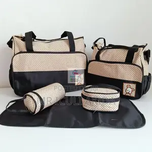 Bear Print Cute 5 in 1 Diaper Bag Set With Changing Mat