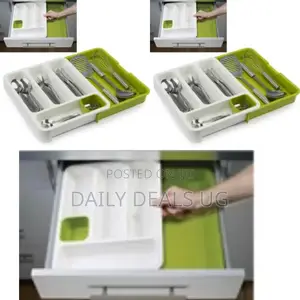 Portable Green and White Cutlery Drawer