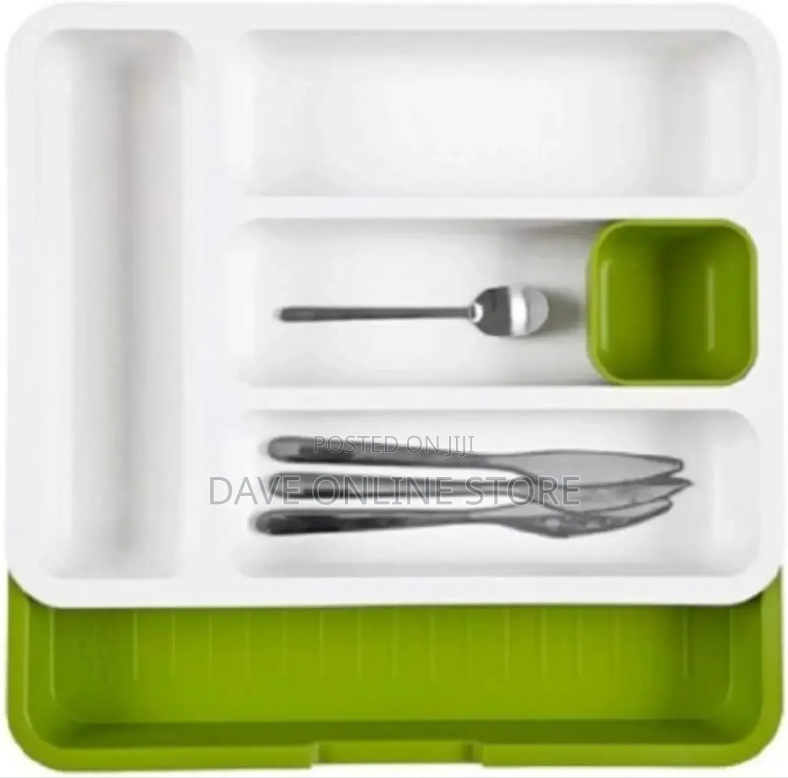 Drawer Store Organizer Expandable Cutlery Tray- Green