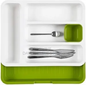 Drawer Store Organizer Expandable Cutlery Tray- Green