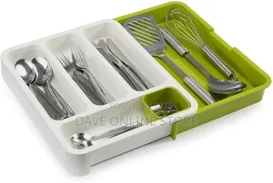 Drawer Store Organizer Expandable Cutlery Tray- Green