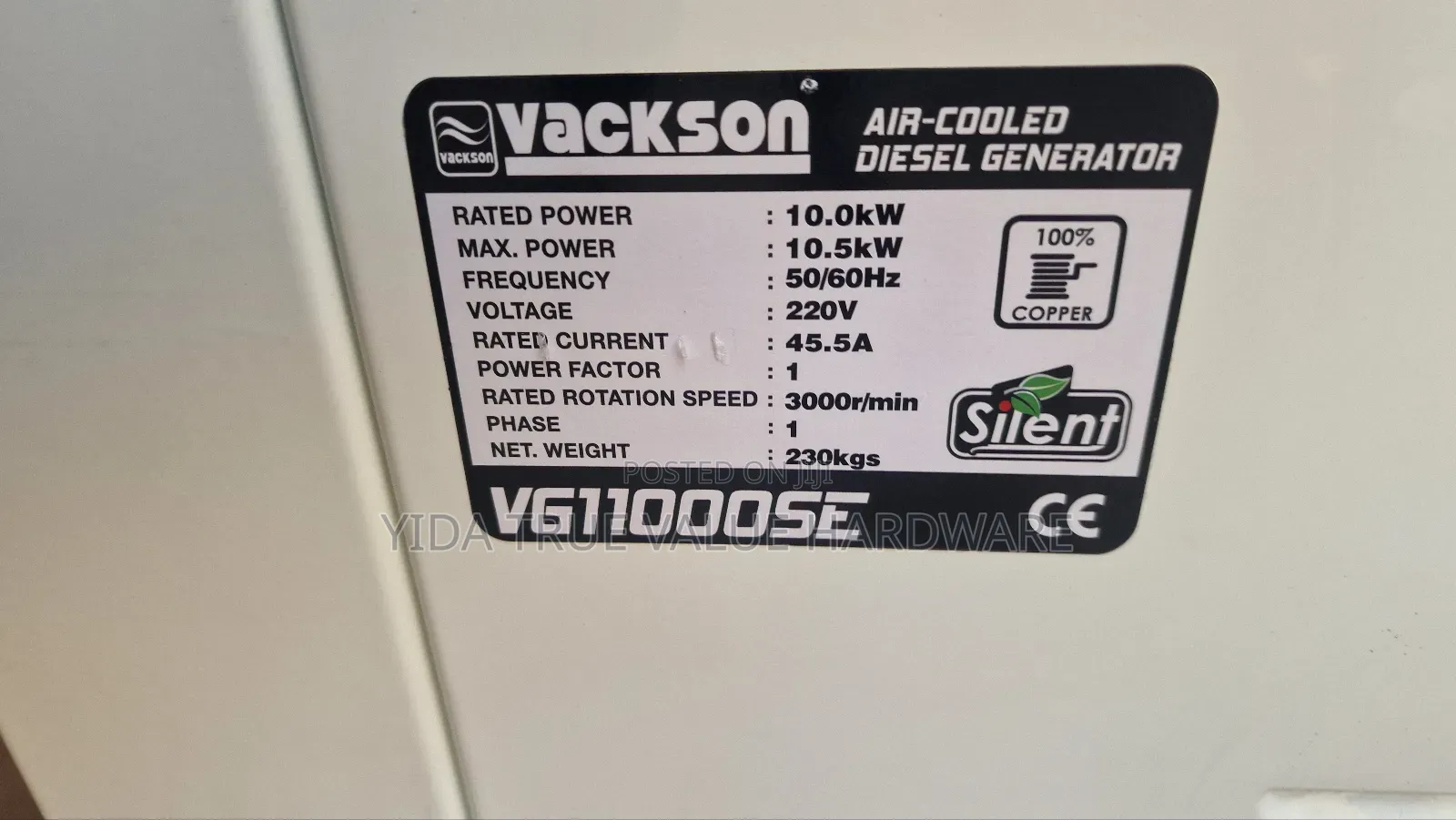 Generator 10.5 Kva Vackson Brand