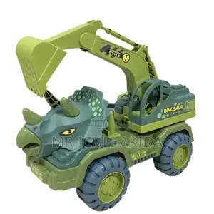 Kids Playing Dinosaur Truck With Friction Powered Excavator