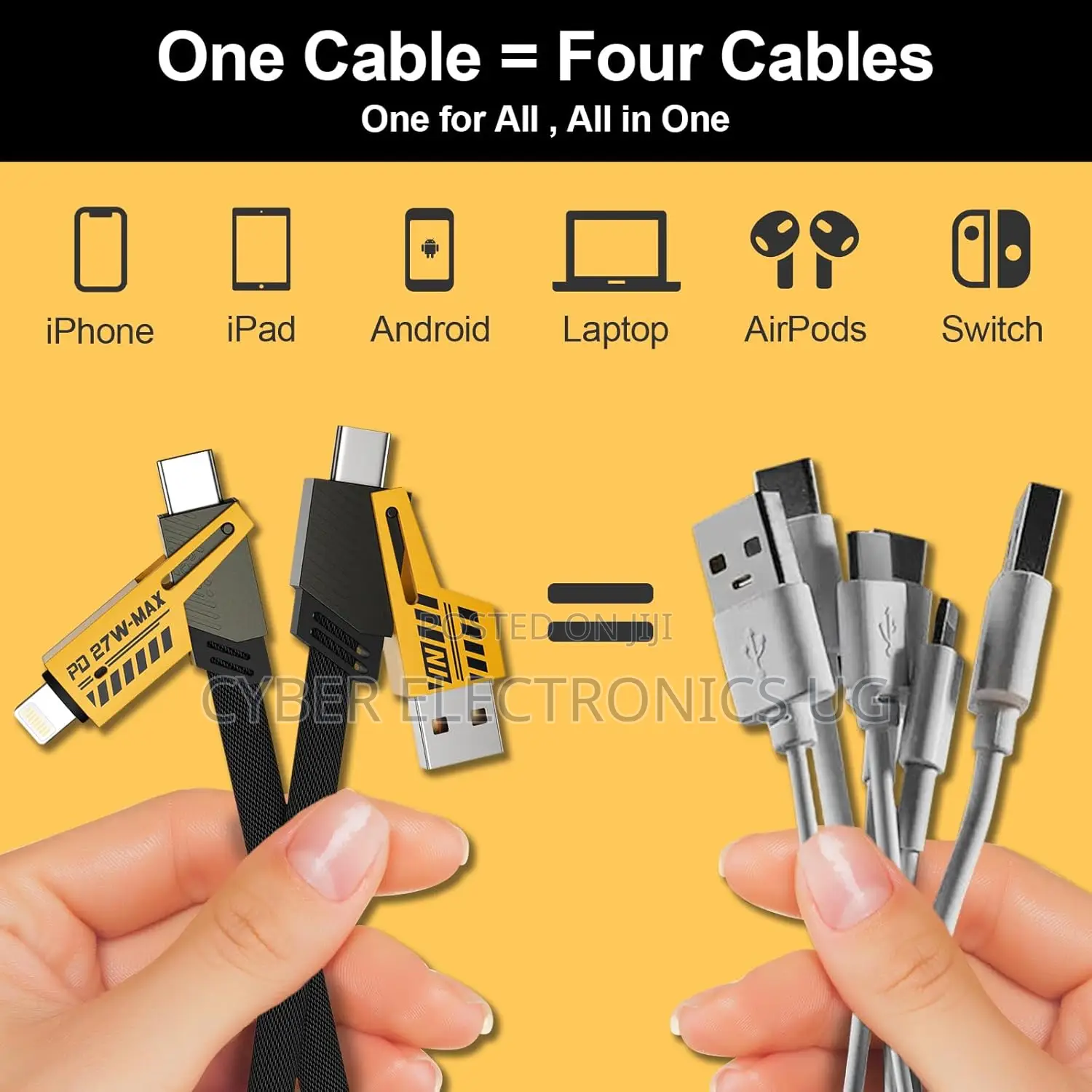 4in1 USB C Charging Cable for Lightning Cable and USB to C