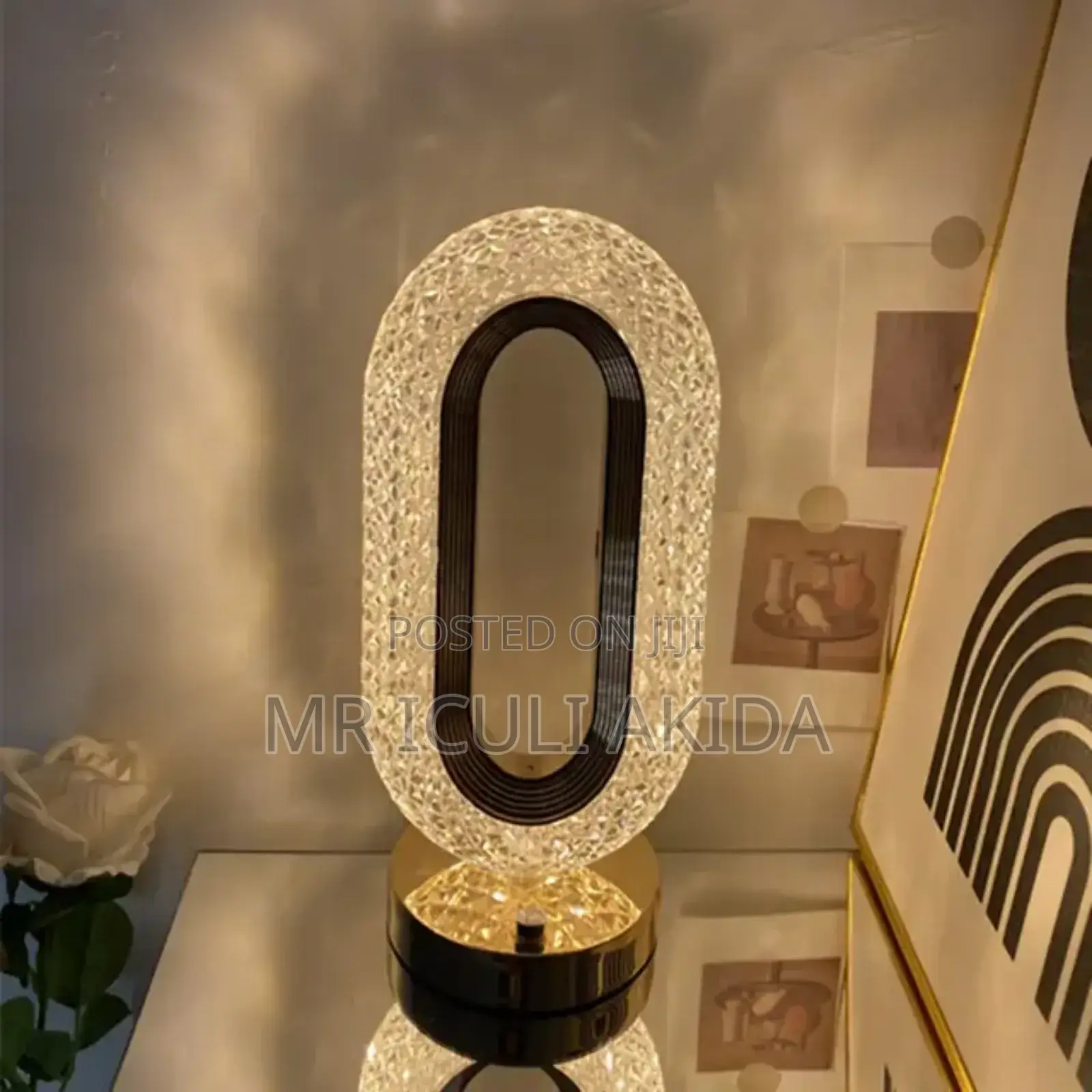 Led Rechargeable Home Decor Bedside Table Crystal Lamp
