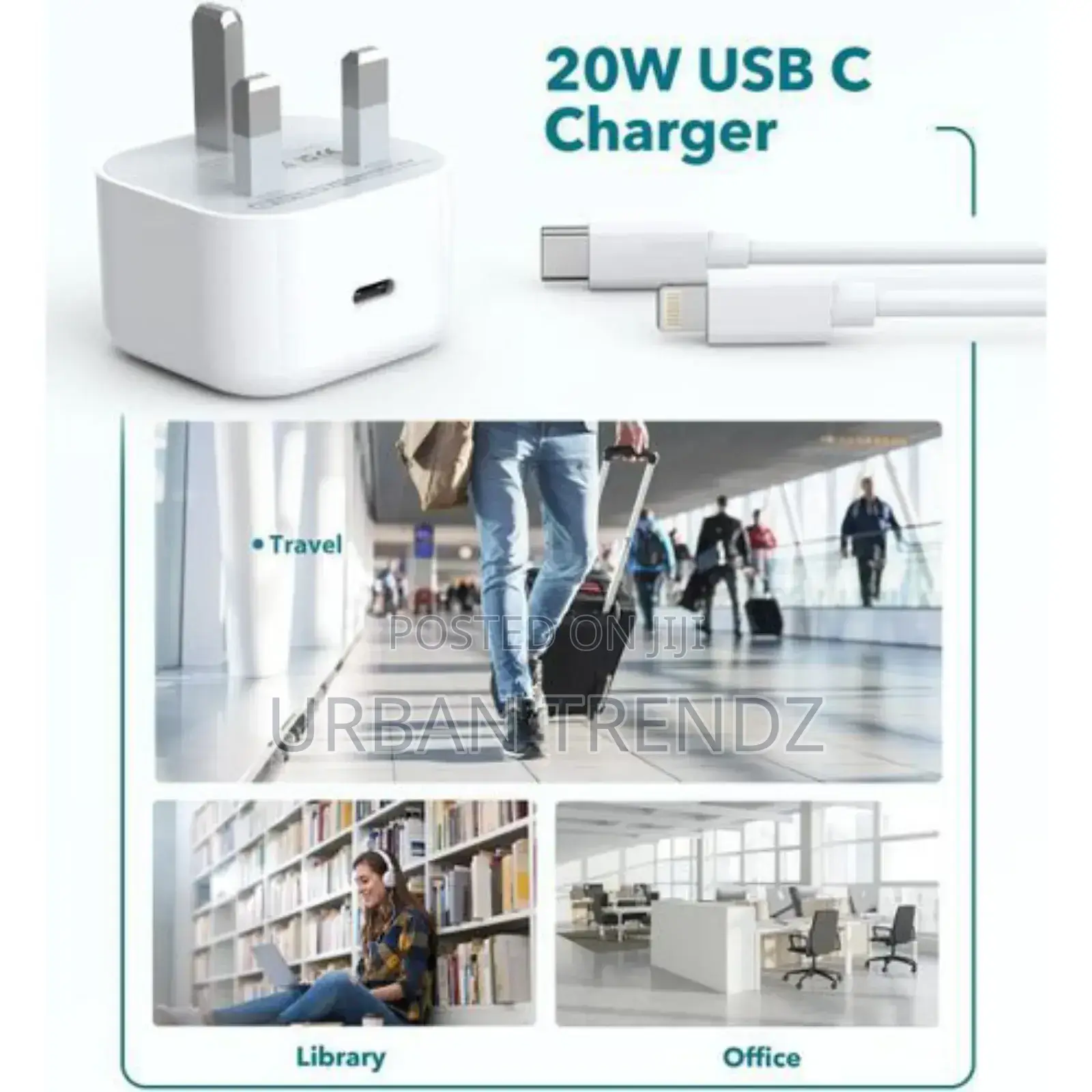 iPhone20w USB-C Fast Charging Power Adapter With Cable-White