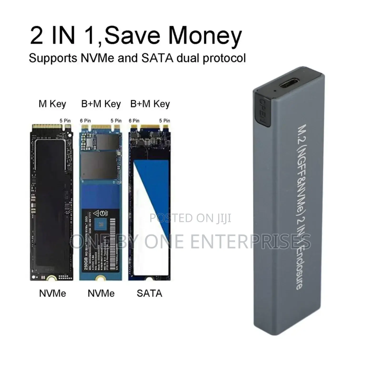 M.2 NVME SSD to USB 3.1 Case Hard Drive Enclosure Dual