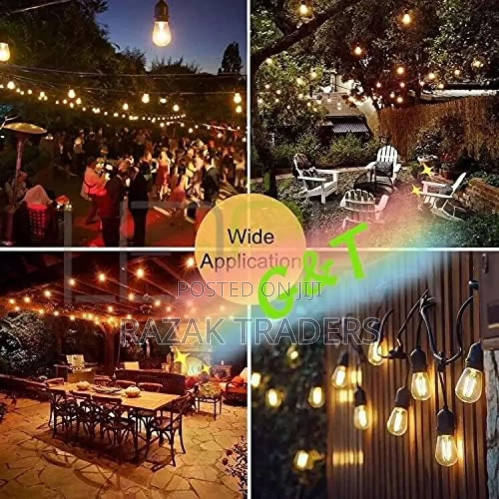 Outdoor String Lights Weatherproof Hanging Lights Party Deco