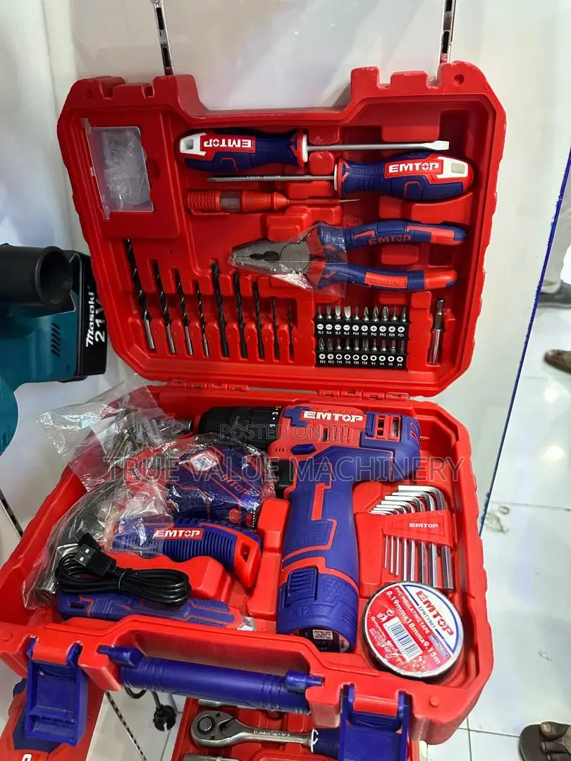 Emtop 12V Full Kit Cordless Drill