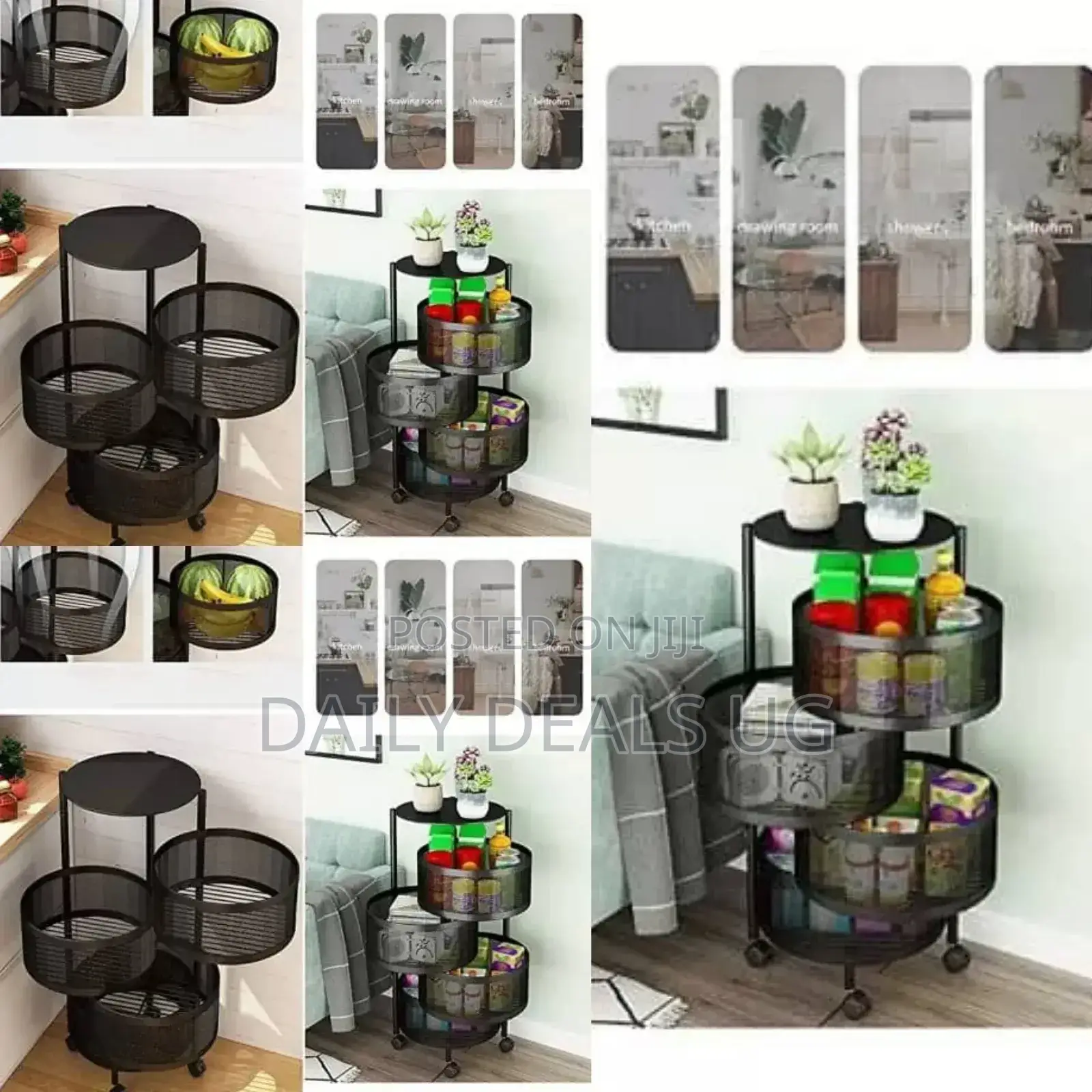 Metallic Kitchen Rotating Vegetable Rack