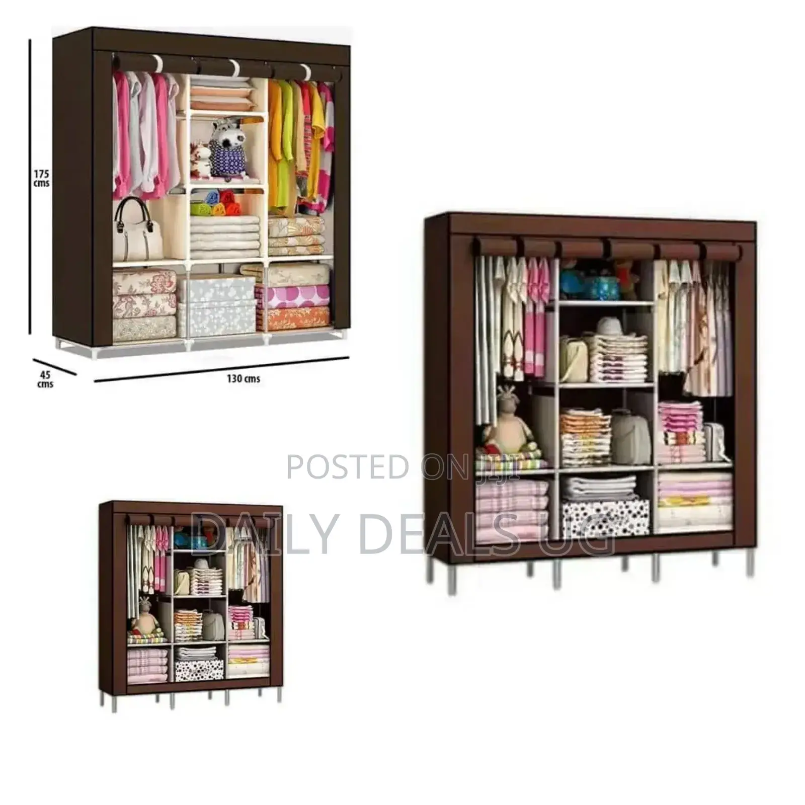 Portable Brown Clothes Wardrobe