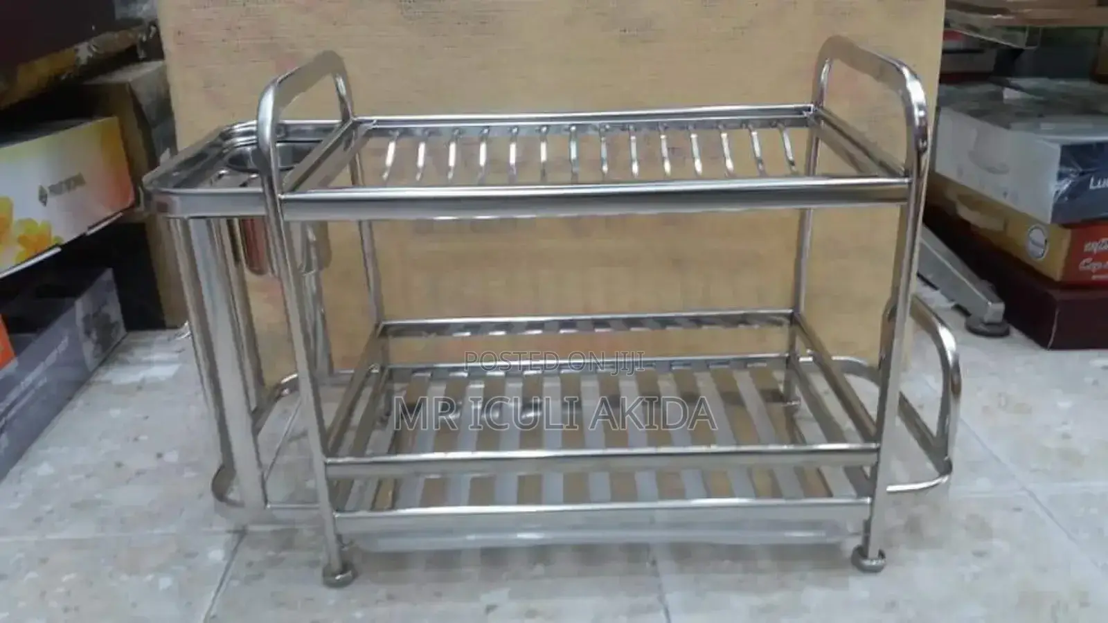 Lostis 2tier Thick Steel Dish Draining Rack WTH Cutlery Cage