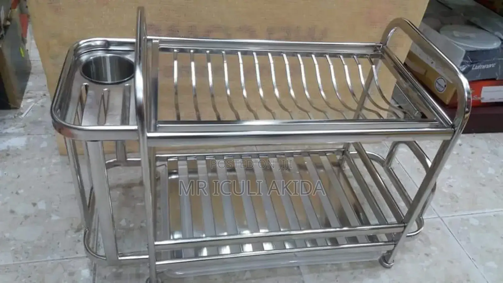 Lostis 2tier Thick Steel Dish Draining Rack WTH Cutlery Cage