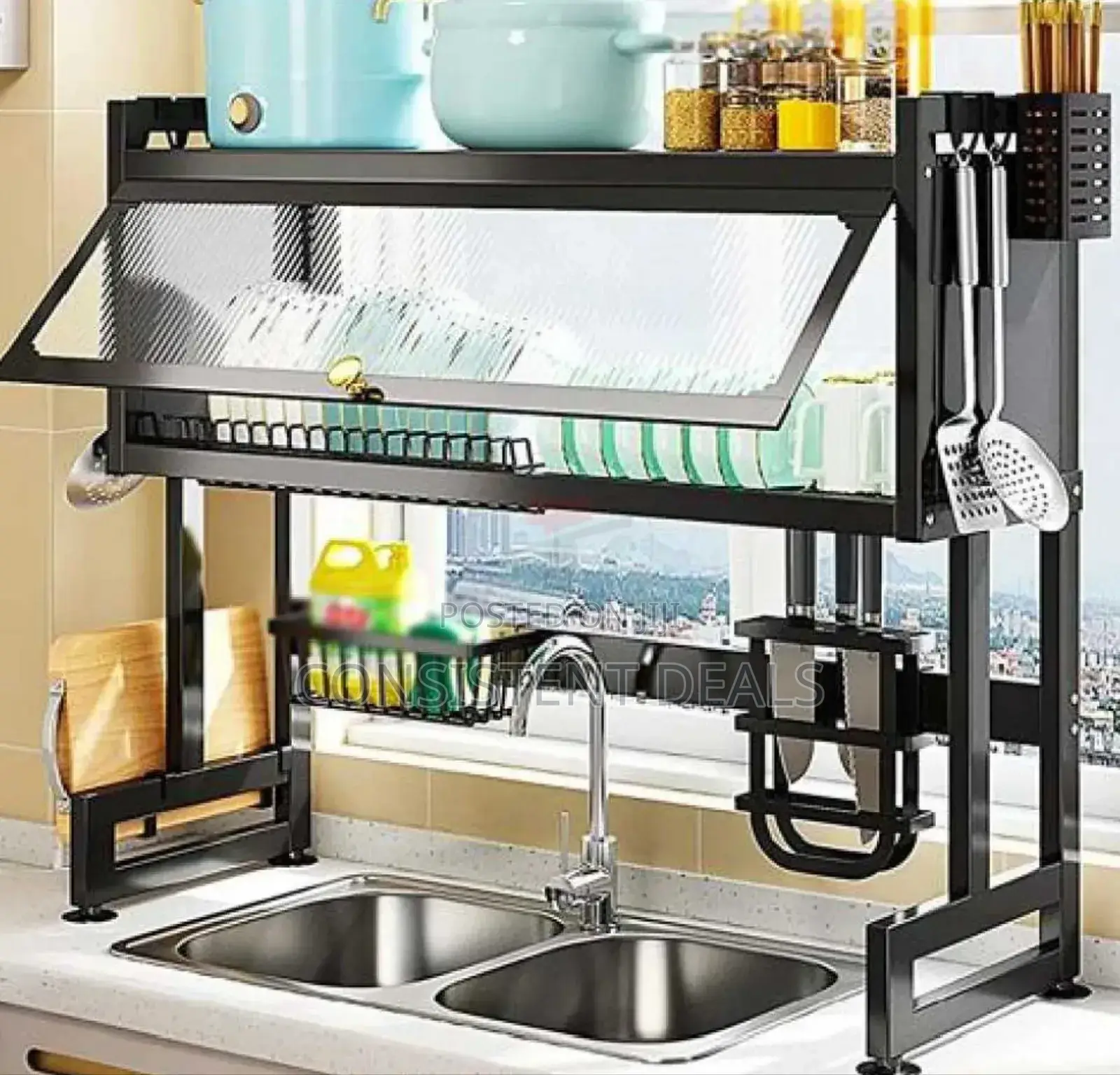 Over the Sink Dish Drainer Storage Rack