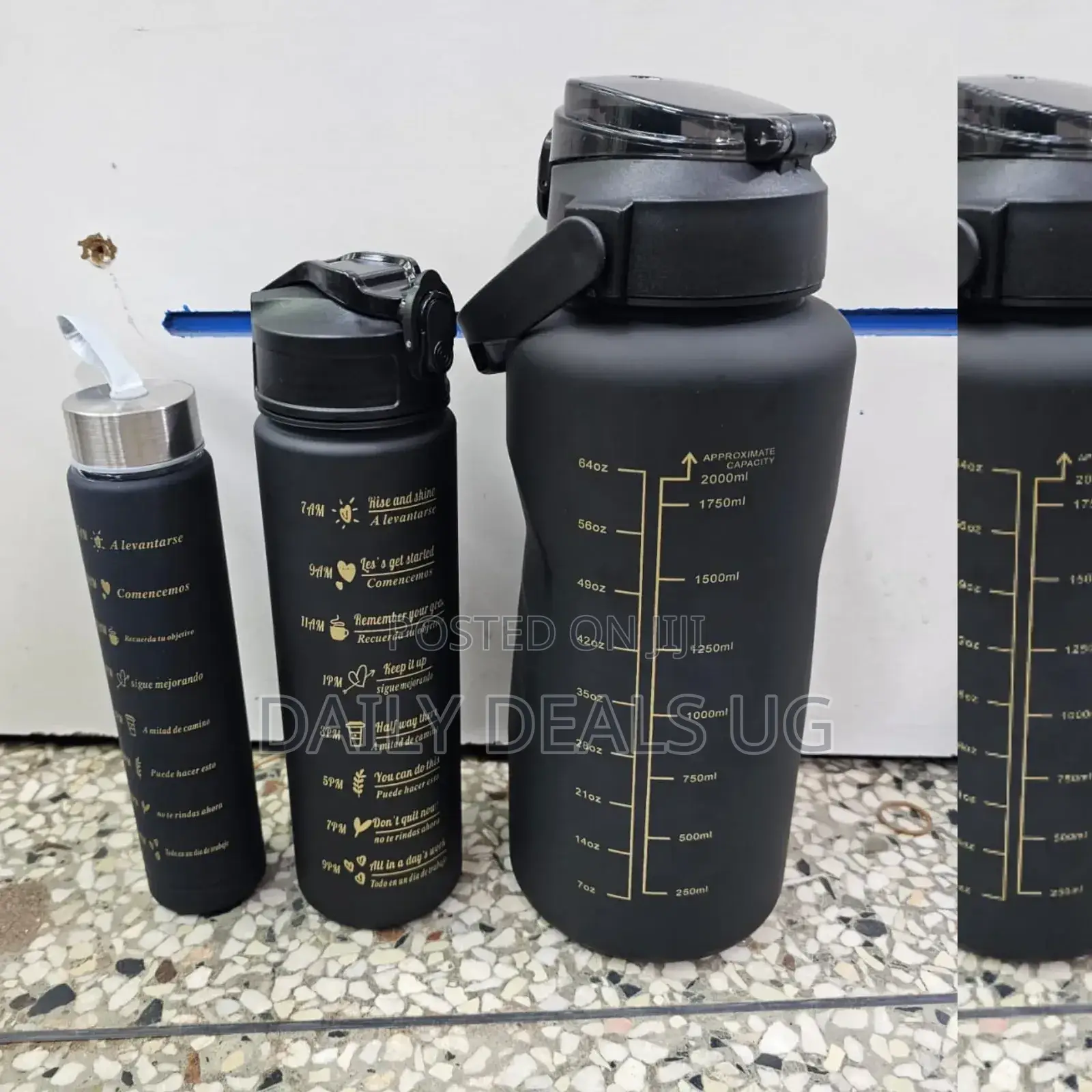 3 PCS Black Water Bottle Set