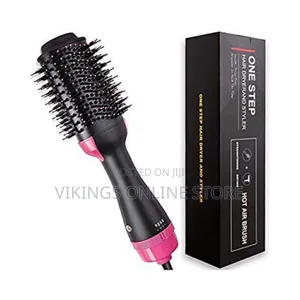 One Step Hot Air, Drying, Straightener Brush - Black,Pink