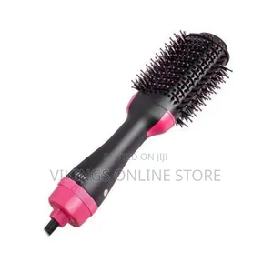One Step Hot Air, Drying, Straightener Brush - Black,Pink