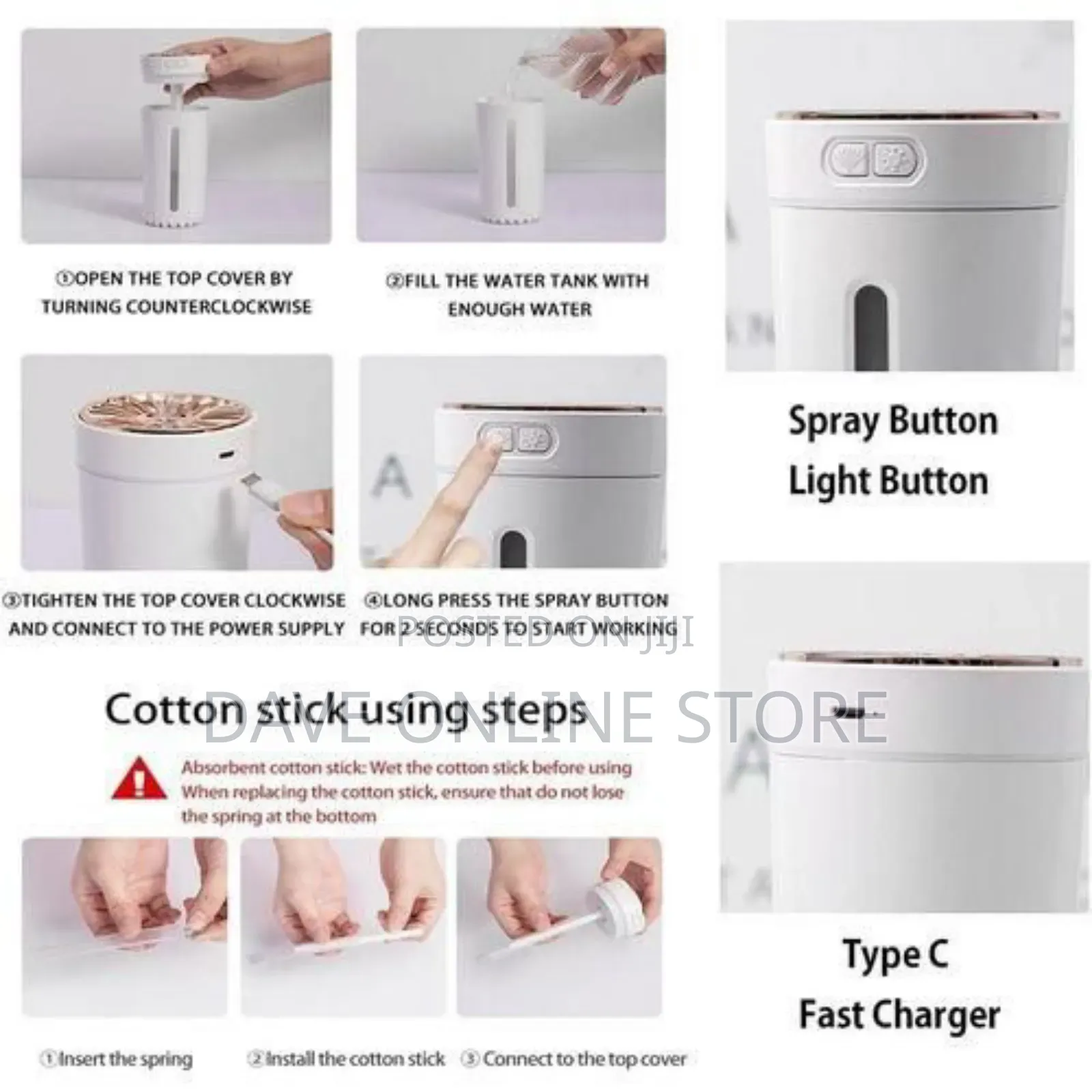Humidifier With LED Night Light Cordless Humidifiers