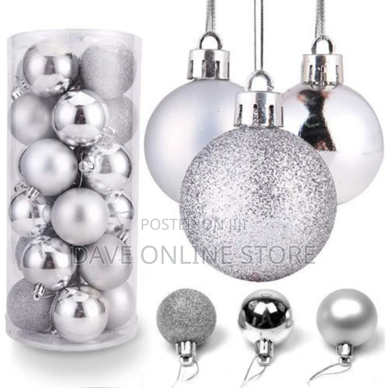 Chrismas , Xmas Tree Decorating Balls, 24 Pieces, Silver