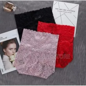 Seamless High Waist Ladies Lace Panties, 3 PCS- Multicolor