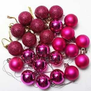 Christmas Bauble Balls, 24 Pieces, Pink