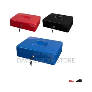 8 Inch Safe Cash Box Money Bank - Red,Blue,Black