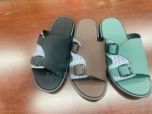 Double Buckle Leather Slides