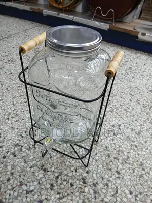 8L Glass Drinks Dispenser With Metal Frame Holder And Tap