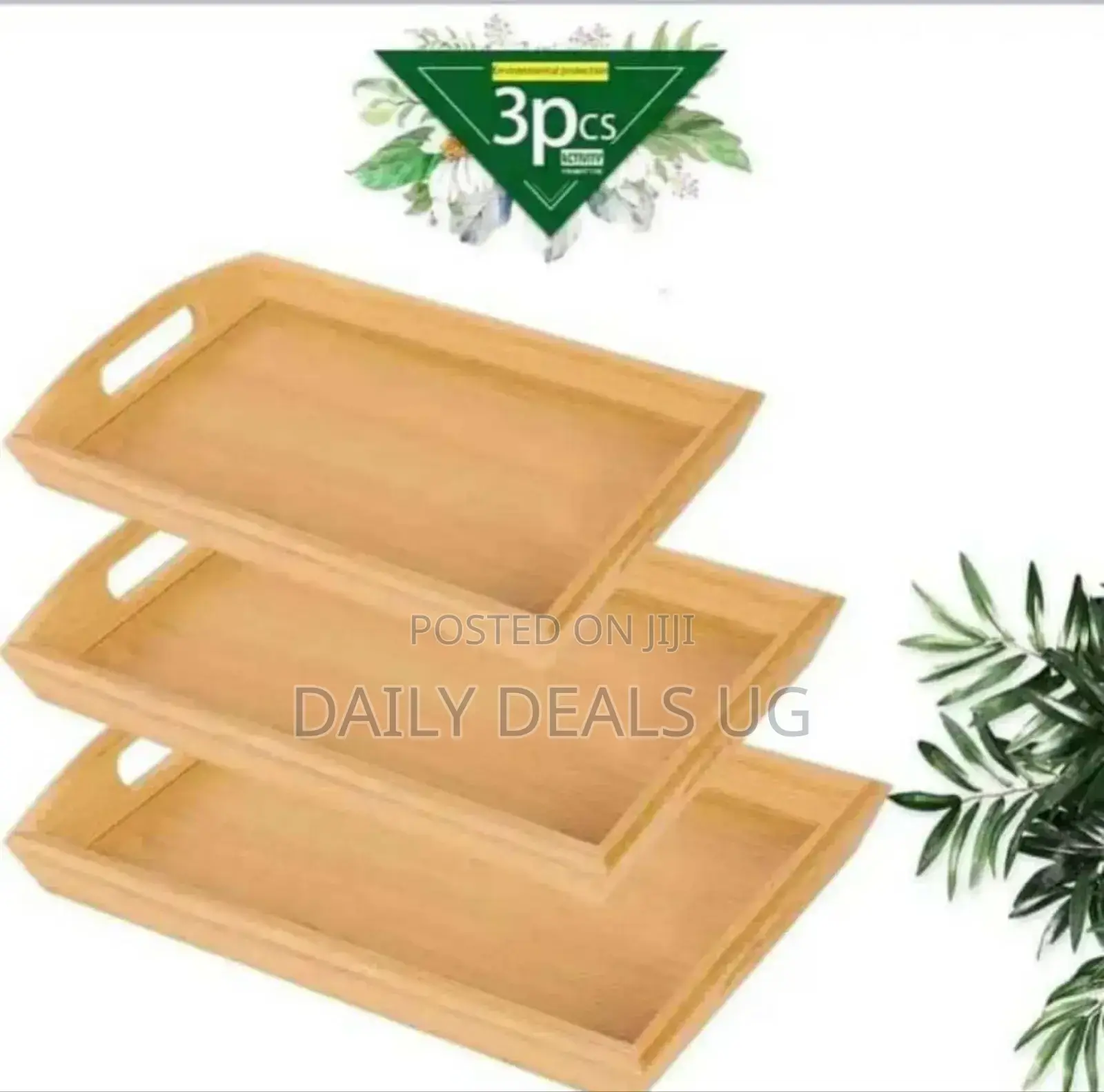 3 PCS Portable Wooden Tray