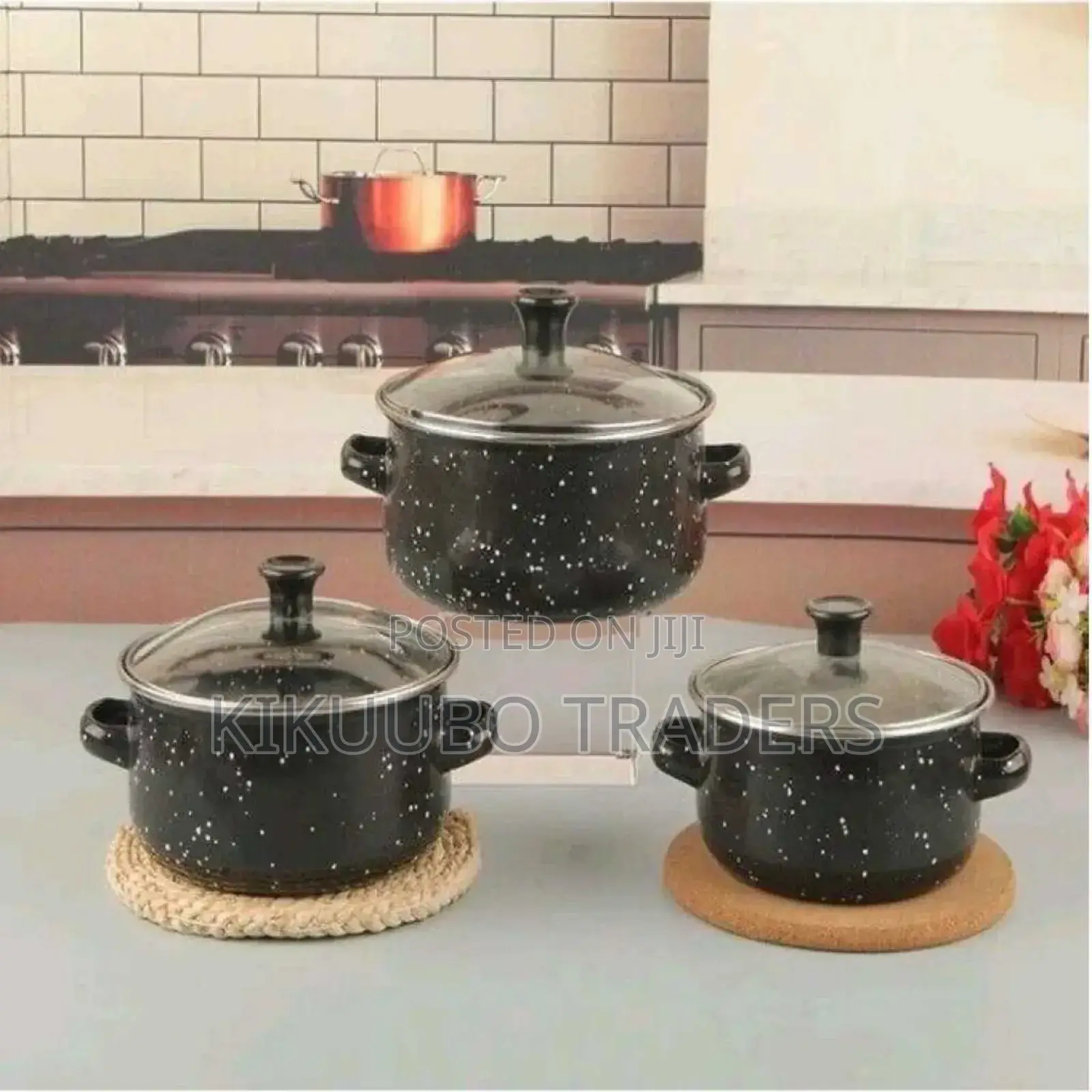 3 PCS Enamel Casserole Starting Cookware Pots