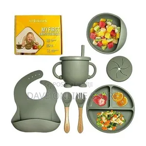 Silicone Baby Feeding Set- Grey