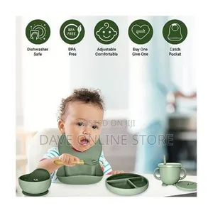 Silicone Baby Feeding Set- Grey