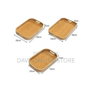3 PCS Bamboo Rectangular Serving Tray