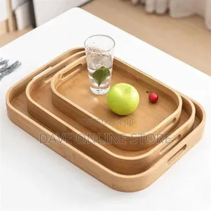 3 PCS Bamboo Rectangular Serving Tray