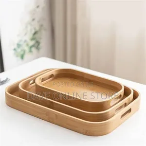 3 PCS Bamboo Rectangular Serving Tray
