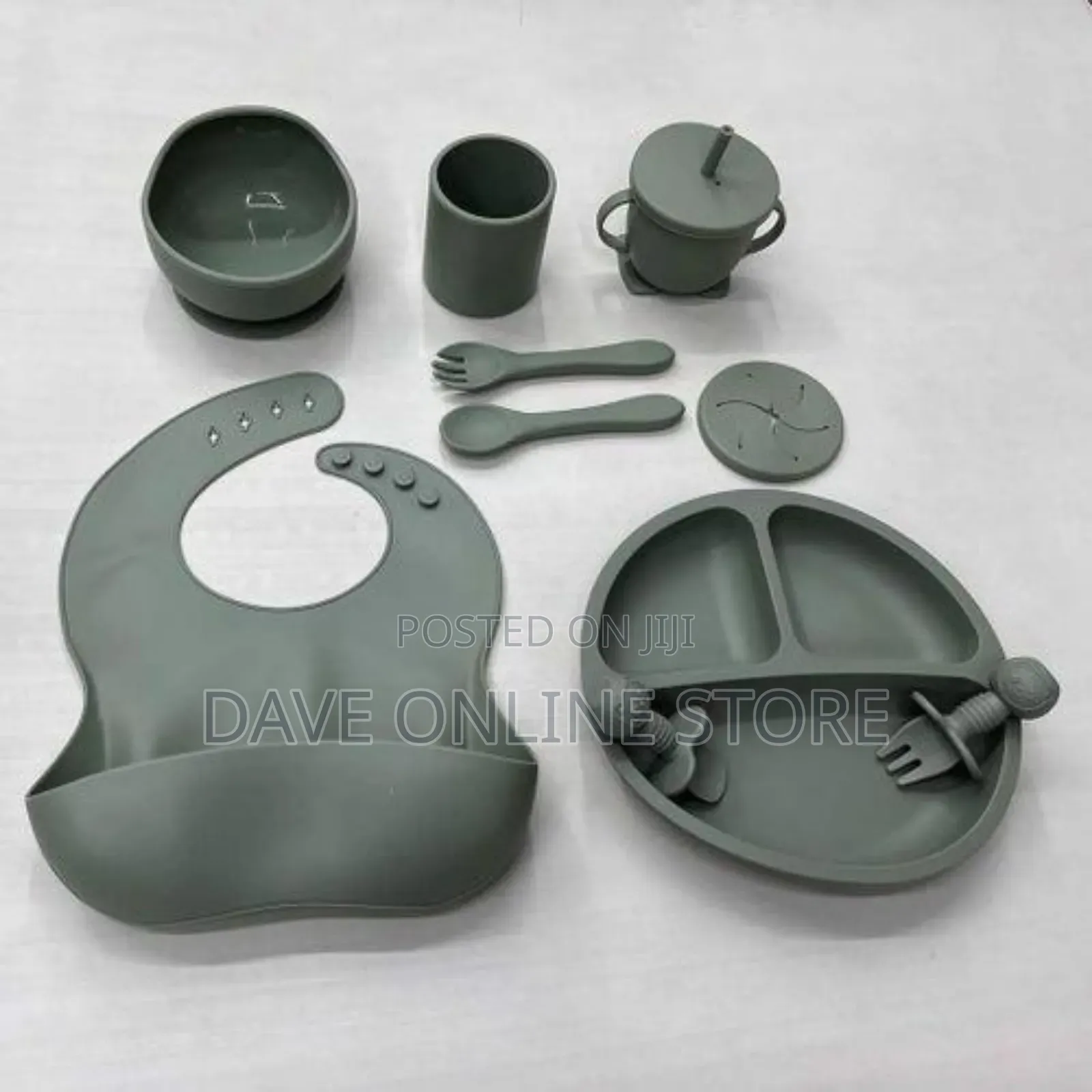 Baby Silicone Feeder Set - Grey Green