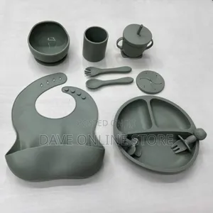 Baby Silicone Feeder Set - Grey Green