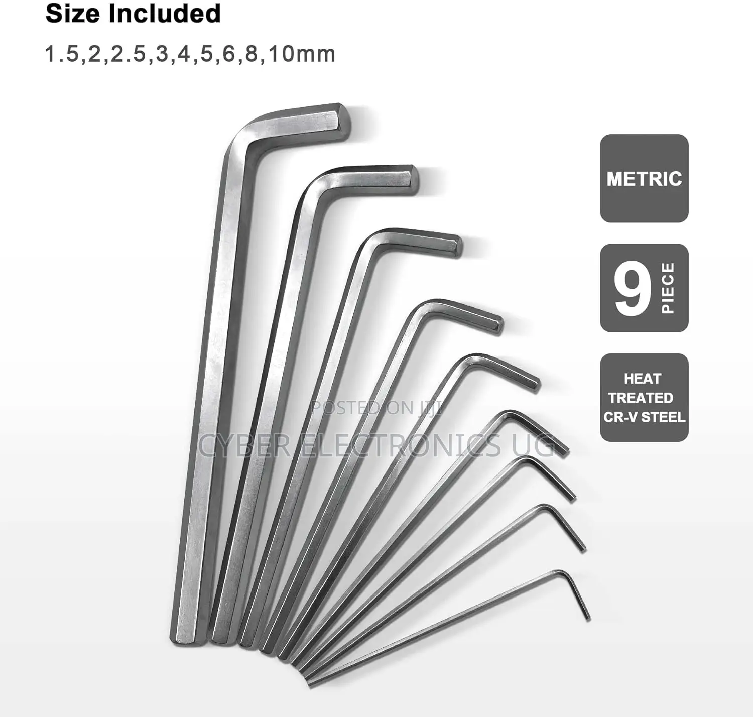 9pcs Allen Hex Key Set L Shape