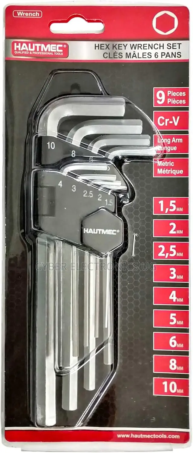 9pcs Allen Hex Key Set L Shape
