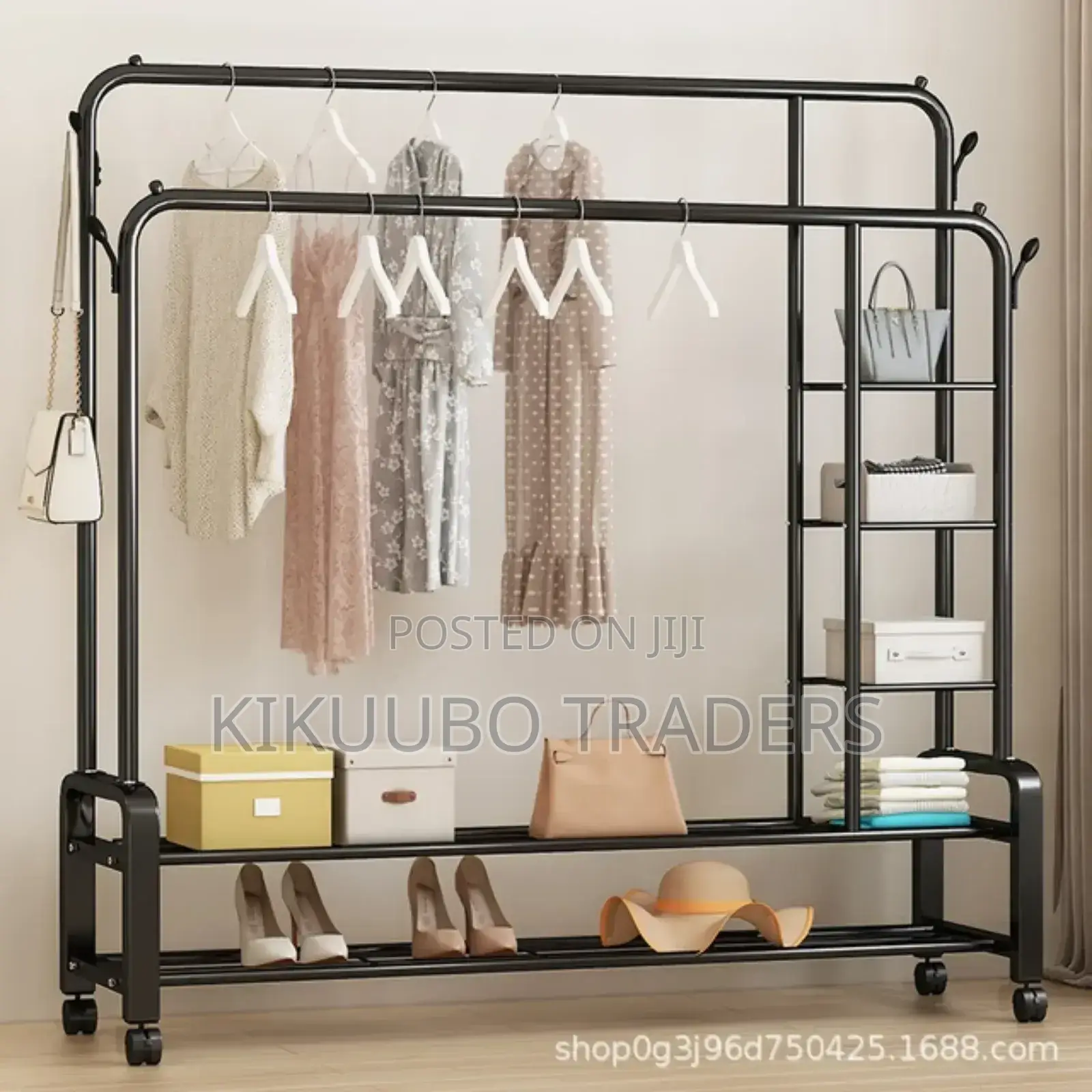 Double Rod Clothes Storage Hanger Rack