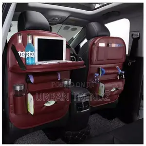 2-Pack Leather Car Backseat Organizer With Foldable Table
