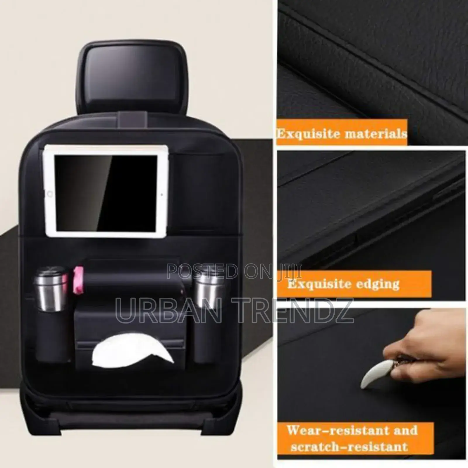 2-Pack Leather Car Backseat Organizer With Foldable Table