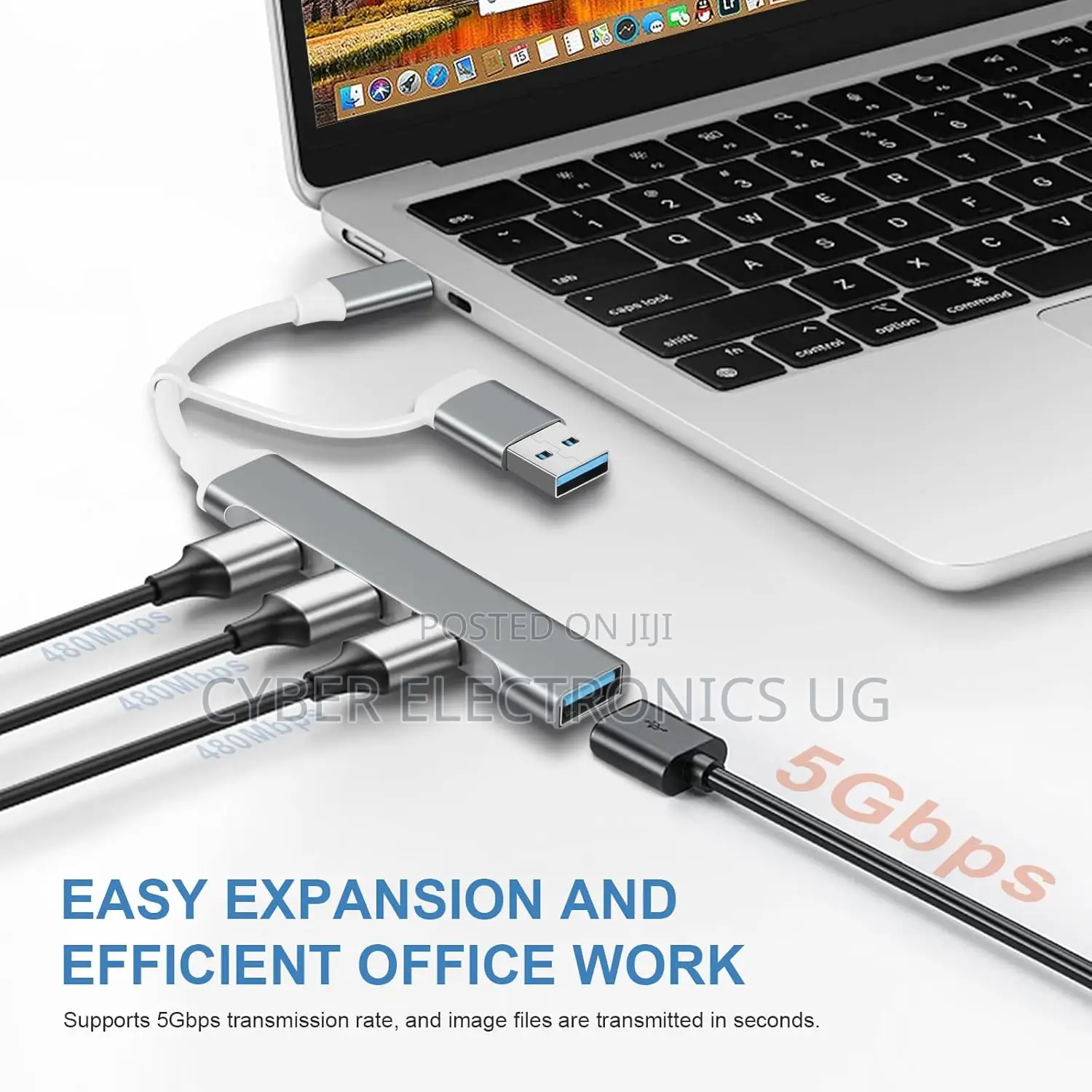 USB C Hub Adapter 2 in 1 USBC to USB Hub 4 Ports