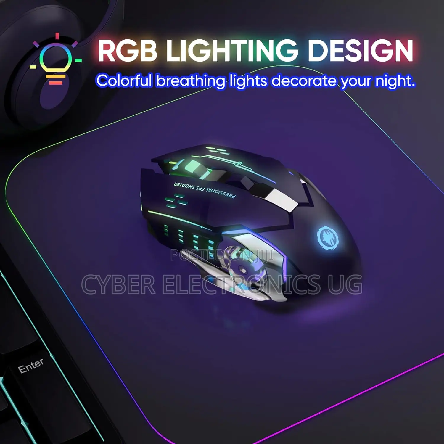 Bluetooth Gaming Mouse RGB Rechargeable 7 Colored